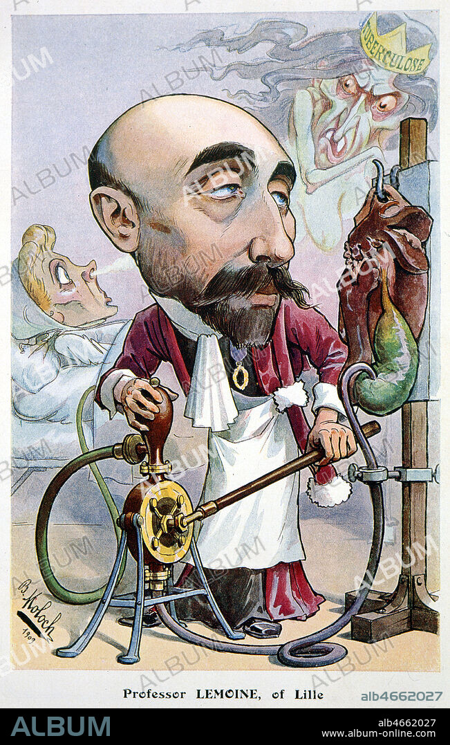 Le Professeur Georges LEMOINE (1859-1940)) de Lille. Illustration par MOLOCH (1849-1909) pour Chanteclair de 1909. Credit : Collection KHARBINE-TAPABOR.