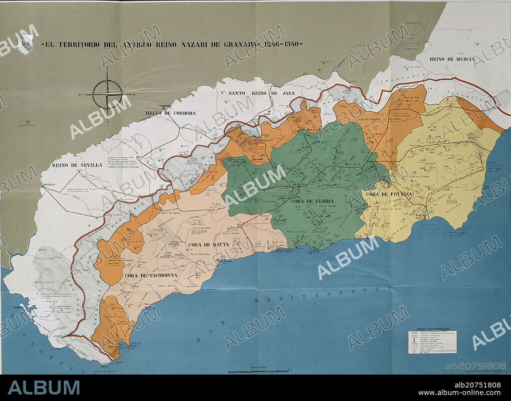 TORRES C. MAPA DEL TERRITORIO DEL REINO NAZARI DE GRANADA 1246/1340.