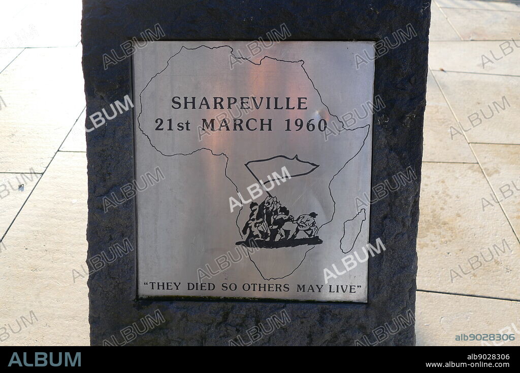 Memorial in Brixton, London, to the Sharpeville massacre. This was an event which occurred on 21 March 1960, at the police station in the South African township of Sharpeville in Transvaal (today part of Gauteng). After a day of demonstrations against pass laws, a crowd of about 7,000 protesters went to the police station. The South African Police opened fire on the crowd, killing 69 people and injuring 180 others.