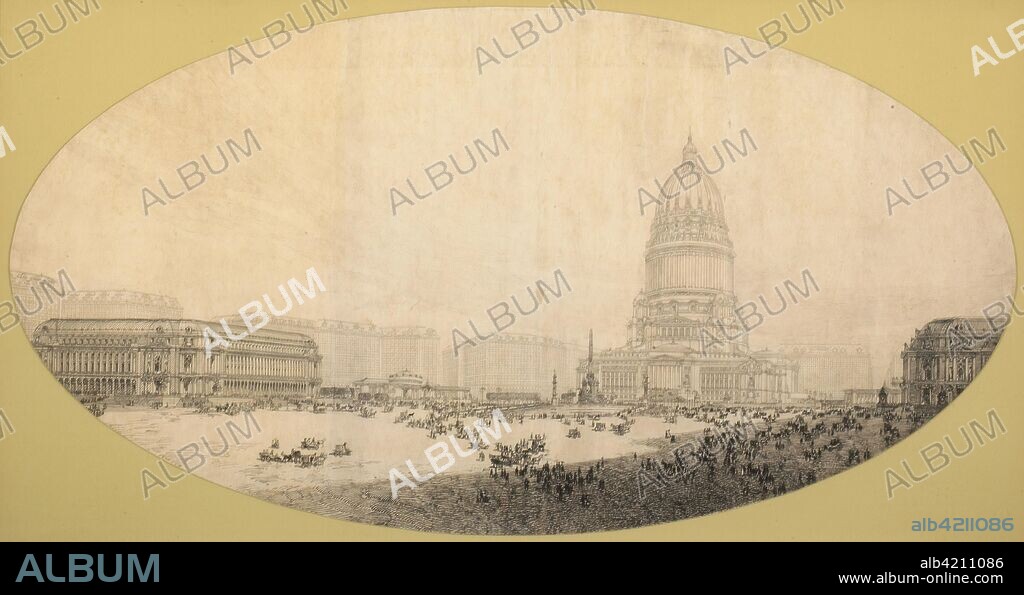 Proposed Civic Center Square, Plan of Chicago. Daniel Hudson Burnham, American, 1846-1912; Edward Herbert Bennett, American, born England, 1874-1954. Date: 1909. Dimensions: 89 × 163.7 cm (35 × 64 1/2 in.). Ink on paper. Origin: Chicago.