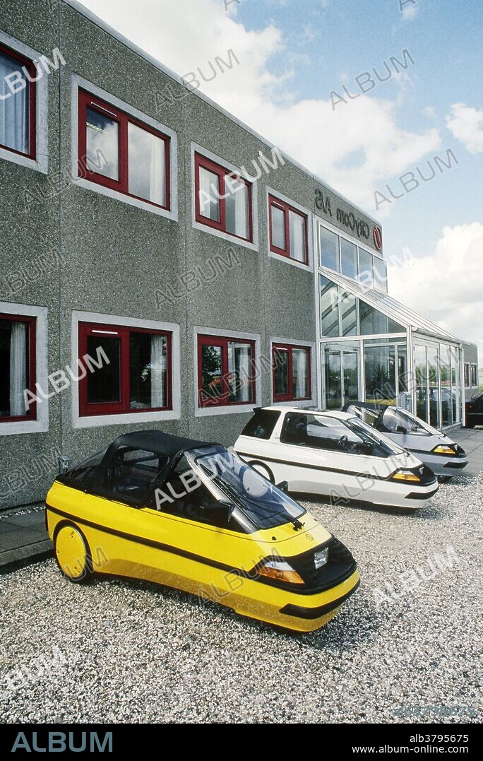 Test drive of a City-el, a battery-powered three-wheeled vehicle, in Randers, Denmark.