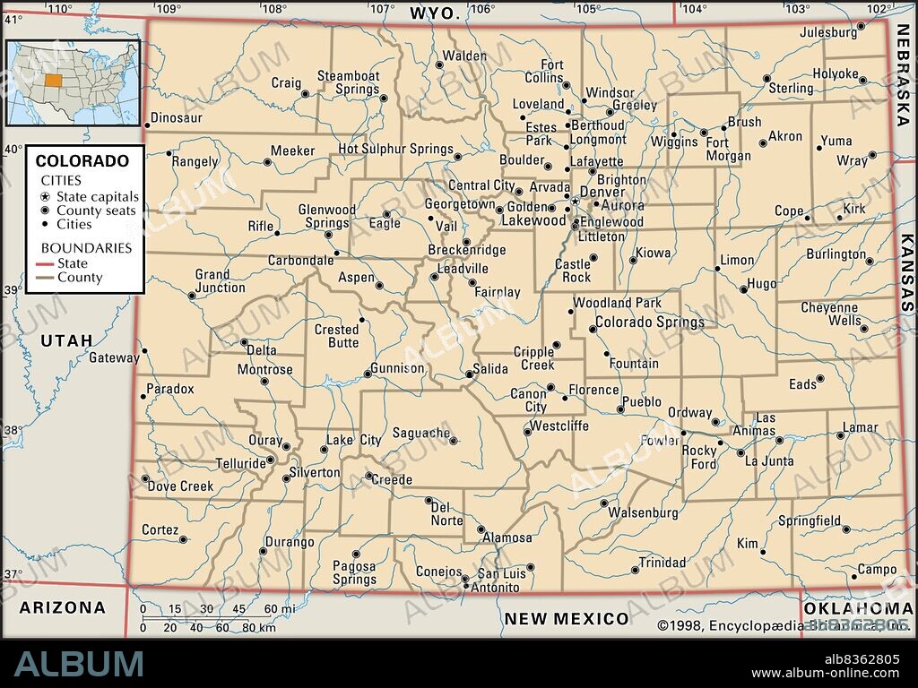 Political map of Colorado.