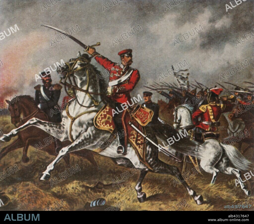 Prince Friedrich Carl of Prussia, (1936). 'Prinz Friedrich Karl Von Preussen'. At the start of the Franco-Prussian War, Prince Friedrich Carl Nicolaus of Prussia (1828-1885) was given command of the Second Army. He fought at the Battle of Spicheren and the battles of Vionville-Mars la Tour and Gravelotte-St Privat and the Siege of Metz. From "Bilder Deutscher Geschichte", (Pictures of German History), No.12, cigarette card album. [Cigaretten-Bilderdienst, Altona-Bahrenfeld, Hamburg, Germany, 1936].