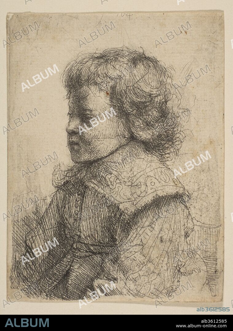 Portrait of a Boy, in Profile. Artist: Rembrandt (Rembrandt van Rijn) (Dutch, Leiden 1606-1669 Amsterdam). Dimensions: Sheet (Trimmed): 3 7/16 × 2 5/8 in. (8.8 × 6.6 cm). Date: 1641.