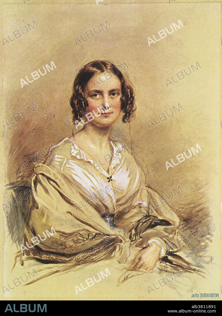 Watercolour peice of Emma Wedgwood Darwin by George Richmond (1840).