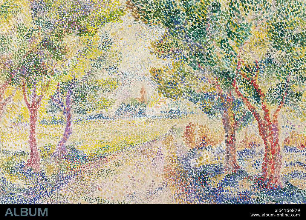 HIPPOLYTE PETITJEAN. Hippolyt Petitjean (Mâcon, 1854-París, 1929). Village and Bell-Tower (ca. 1912 - 1929). Watercolor on paper. 30 x 45 cm.