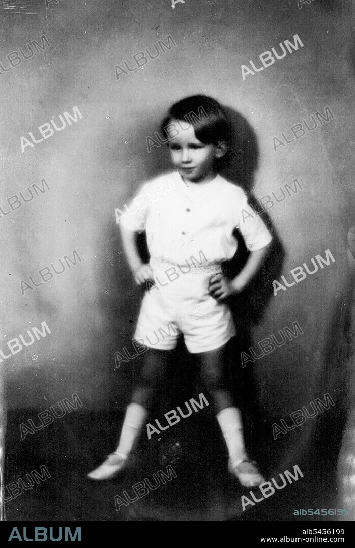Europe's Youngest Crown Prince -- Following the tragic death of King Albert of Belgium his son has become King Leopold III. Prince Badouin, son of the present King is now the Crown Prince and Duke of Brabant, and is the youngest Crown Prince in Europe. He is a very happy and bright boy and is seen here in a characteristics attitude, at the Royal Palace in Brussels. June 13, 1934. (Photo by Keystone).