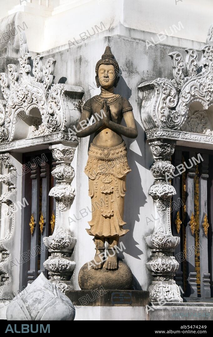 Deva is the Hindu term for deity; devatas (Thai: thewada) are a kind of smaller more focused devas, the equivalent of guardian spirits or guardian angels. There are male and female devata. In Hinduism, the devatas that guard the nine cardinal points are called Devata Lokapala (Guardians of the Directions) or in ancient Java called Dewata Nawa Sanga (Nine guardian gods). Each caste has its guardian deva, and every human activity has its devata, its spiritual counterpart or aspect. King Mengrai founded the city of Chiang Mai (meaning 'new city') in 1296, and it succeeded Chiang Rai as capital of the Lanna kingdom. Chiang Mai sometimes written as 'Chiengmai' or 'Chiangmai', is the largest and most culturally significant city in northern Thailand.