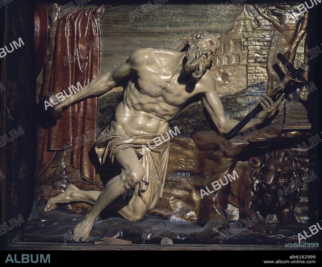 JERONIMO HERNANDEZ (1540-1586). CAPILLA DE LA VISITACION - BANCO DEL RETABLO - SAN JERONIMO -ALTORELIEVE - 1565-1566.