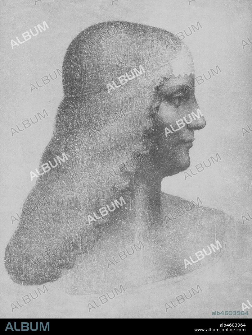 Cartoon for the portrait of Isabella d'este. 1499-1500. presumably attributable to Leonardo da Vinci. Louvre Museum. Paris.