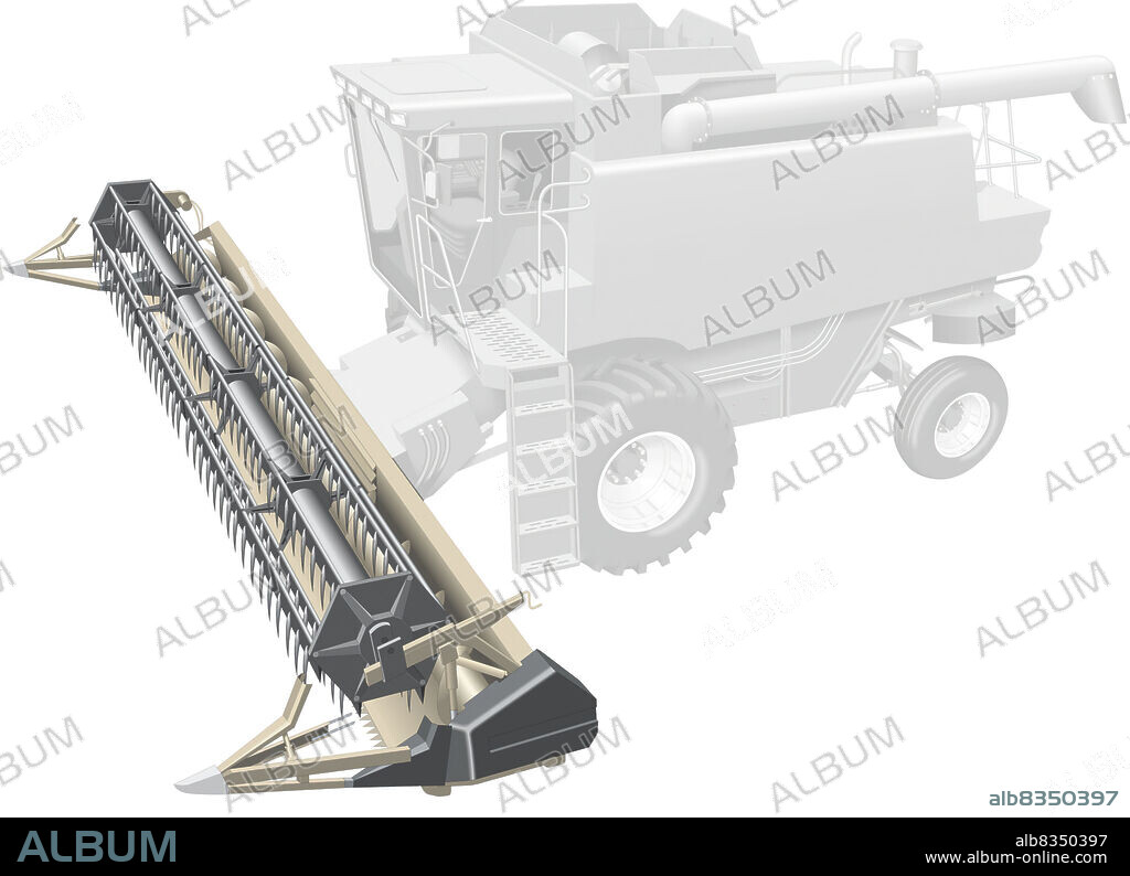 Trough usually made of sheet metal into which the cut crop is conveyed; from there it is sent through the feeding tube to the thresher.