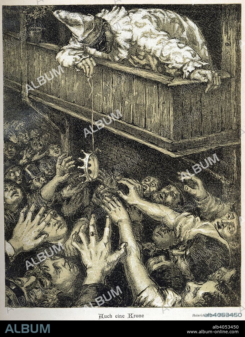 'Auch eine krone' ('Also a Crown'), 1898. Illustration from Jugend, a German weekly art magazine. Jugend featured many German Art Nouveau artists and gave rise to the term 'Jugendstil' (Youth Style).