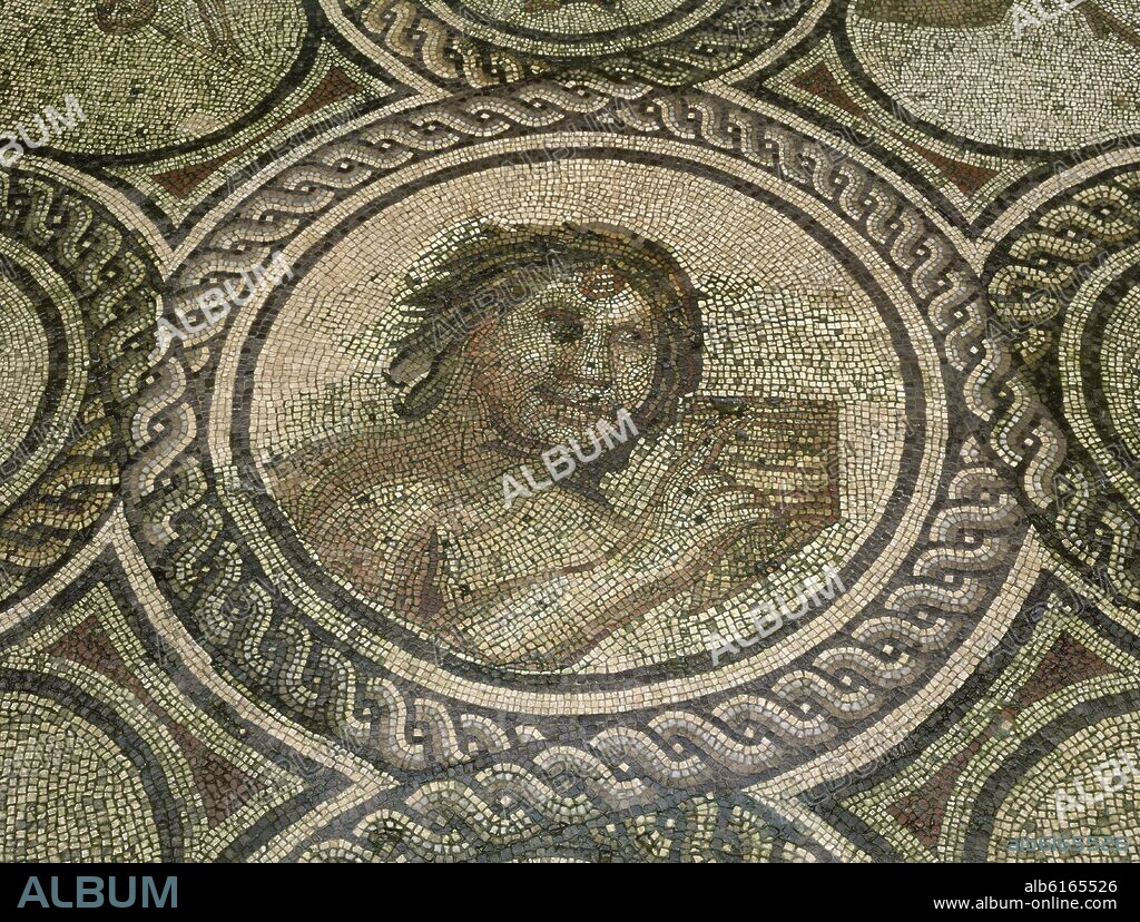MOSAICO ROMANO-AMORES DE ZEUS-DET POLIFEMO.