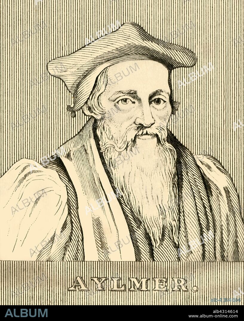 'Aylmer', (1521-1594), 1830. John Aylmer (1521-1594)  English bishop, constitutionalist and a Greek scholar. From "Biographical Illustrations", by Alfred Howard. [Thomas Tegg, R. Griffin and Co., J. Cumming, London, Glasgow and Dublin, 1830].