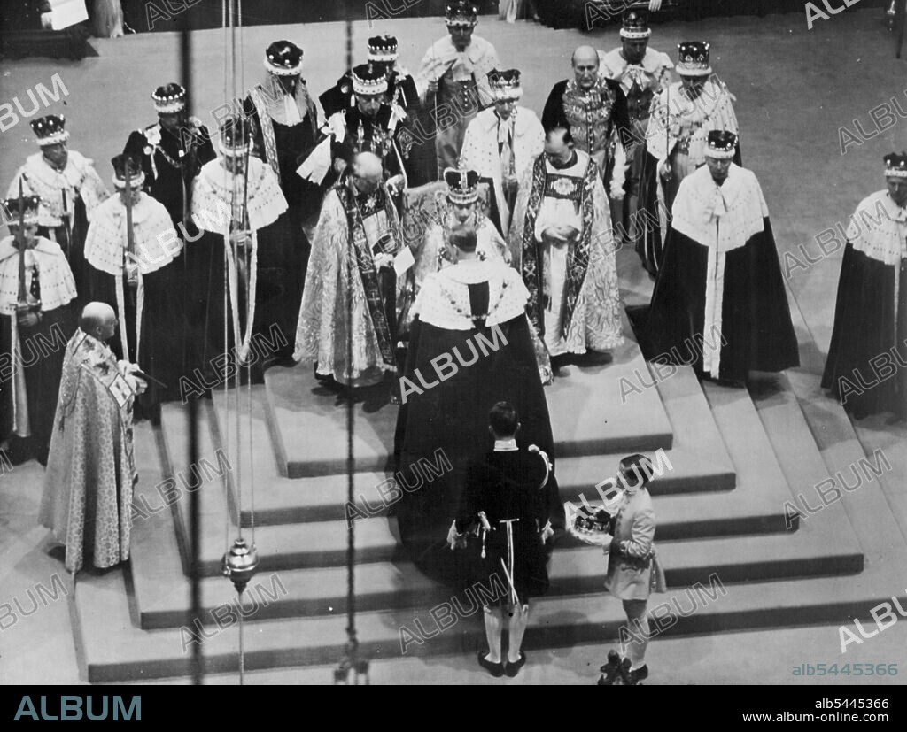 The Homage Ceremony -- The Homage Ceremony, showing the Duke of Edinburgh paying homage to his queen. June 02, 1953. (Photo by Paul Popper Ltd.).
