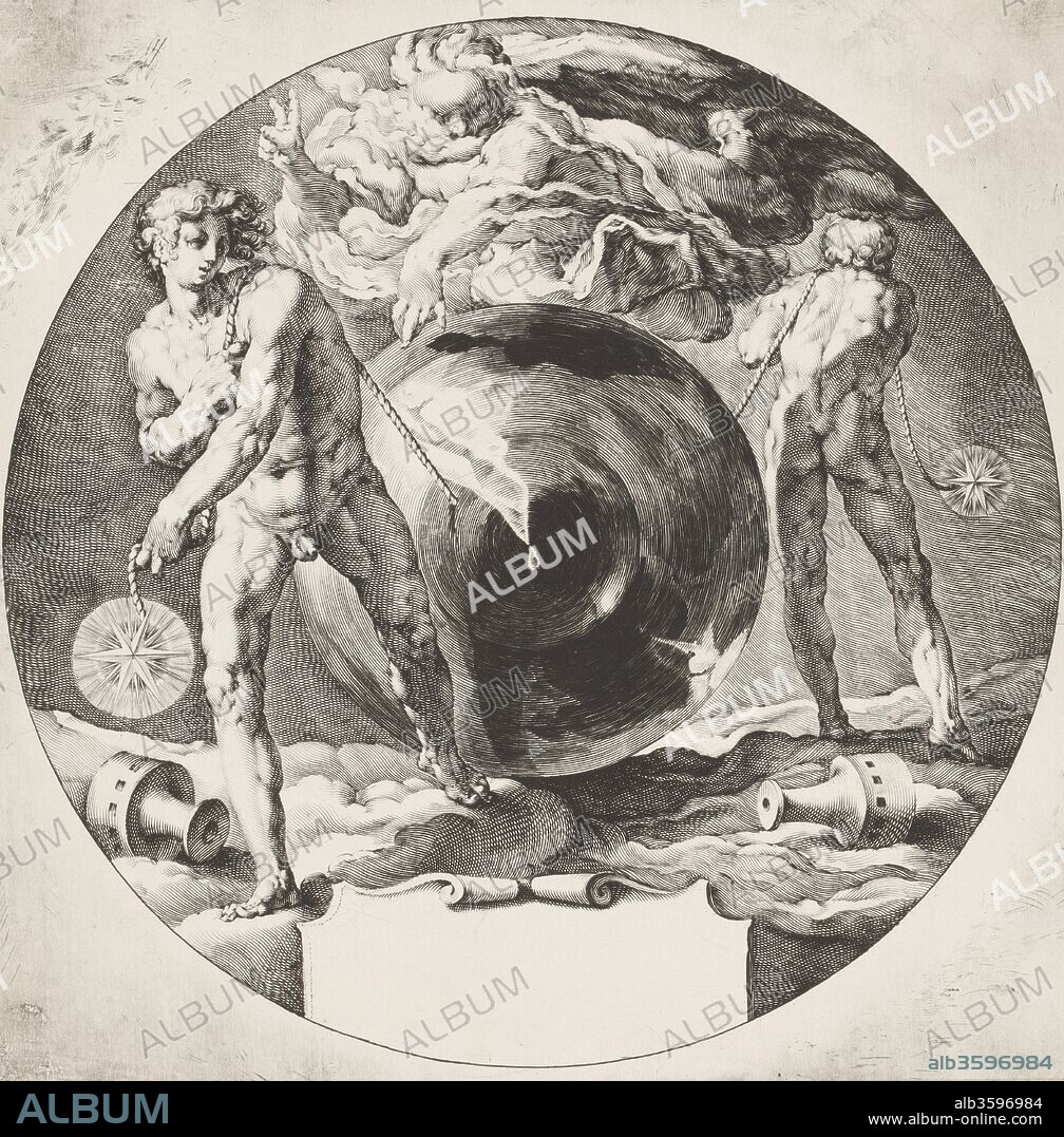 JAN HARMENSZ. MULLER. God creates heaven and earth from a sphere representing unformed chaos. From the series "The Creation of the World".