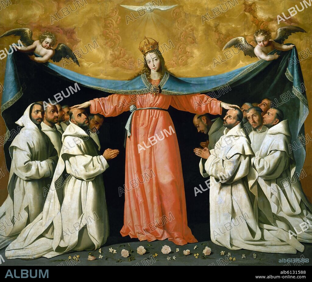 FRANCISCO DE ZURBARAN. VIRGEN DE LAS CUEVAS O VIRGEN DE LA MISERICORDIA O VIRGEN DE LOS CARTUJOS - 1630-1635 - O/L - 267x225 - BARROCO ESPAÑOL.