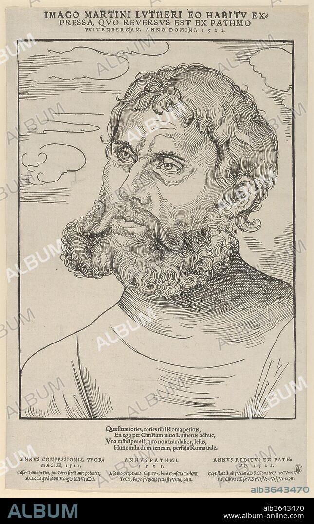 LUCAS CRANACH EL VIEJO. Luther as 'Junker Jorg'. Artist: Lucas Cranach the Elder (German, Kronach 1472-1553 Weimar). Dimensions: Sheet: 14 3/16 × 8 7/8 in. (36 × 22.5 cm). Date: 1522.