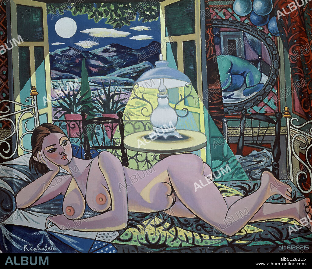 RAFAEL ZABALETA (1907-1960). 'Nocturno del desnudo', 1954, Óleo sobre lienzo.