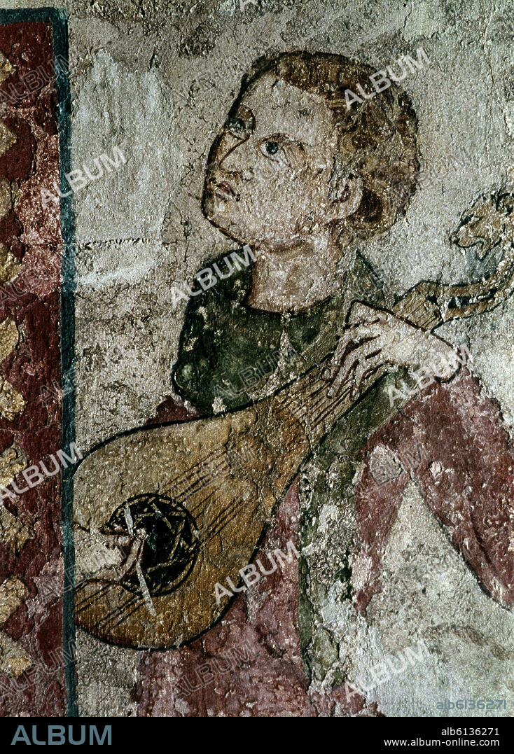 JUAN OLIVER. MURAL PASION-DET TOCADOR DE LAUD-1330-ARTE GOTICO.