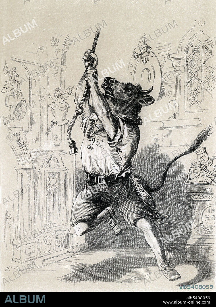 Entitled: Who'll toll the bell? I said the Bull, because I can pull, I'll toll the bell. "Who Killed Cock Robin?" is an English nursery rhyme. The rhyme has often been reprinted with illustrations, as suitable reading material for small children. Henry Louis Stephens (February 11, 1824 - December 13, 1882) was an American illustrator and editorial cartoonist. Stephens was well known as a caricaturist, excelling especially in the humorous delineation of animals. He painted in watercolors, but rarely exhibited his works. 1865 illustration.