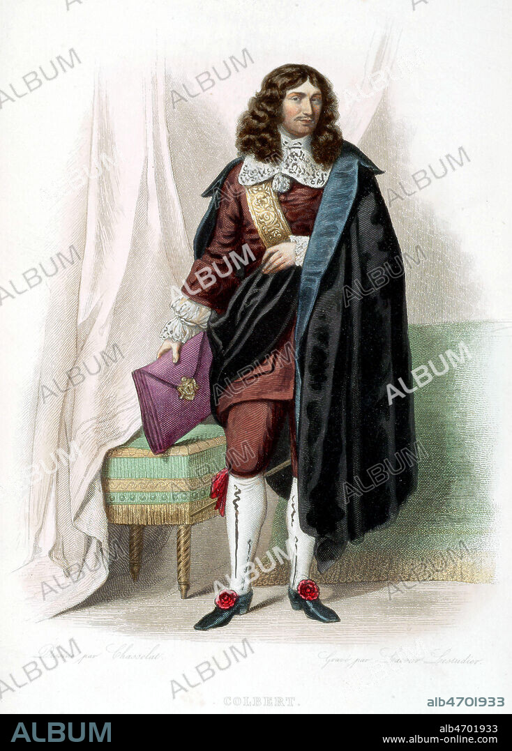 Portrait de Jean-Baptiste COLBERT (1619-1683) ministre de Louis XIV , illustre par Charles CHASSELAT (1783-1843) pour Le Plutarque francais par E. Mennechet , 1845. Credit : Collection KHARBINE-TAPABOR.