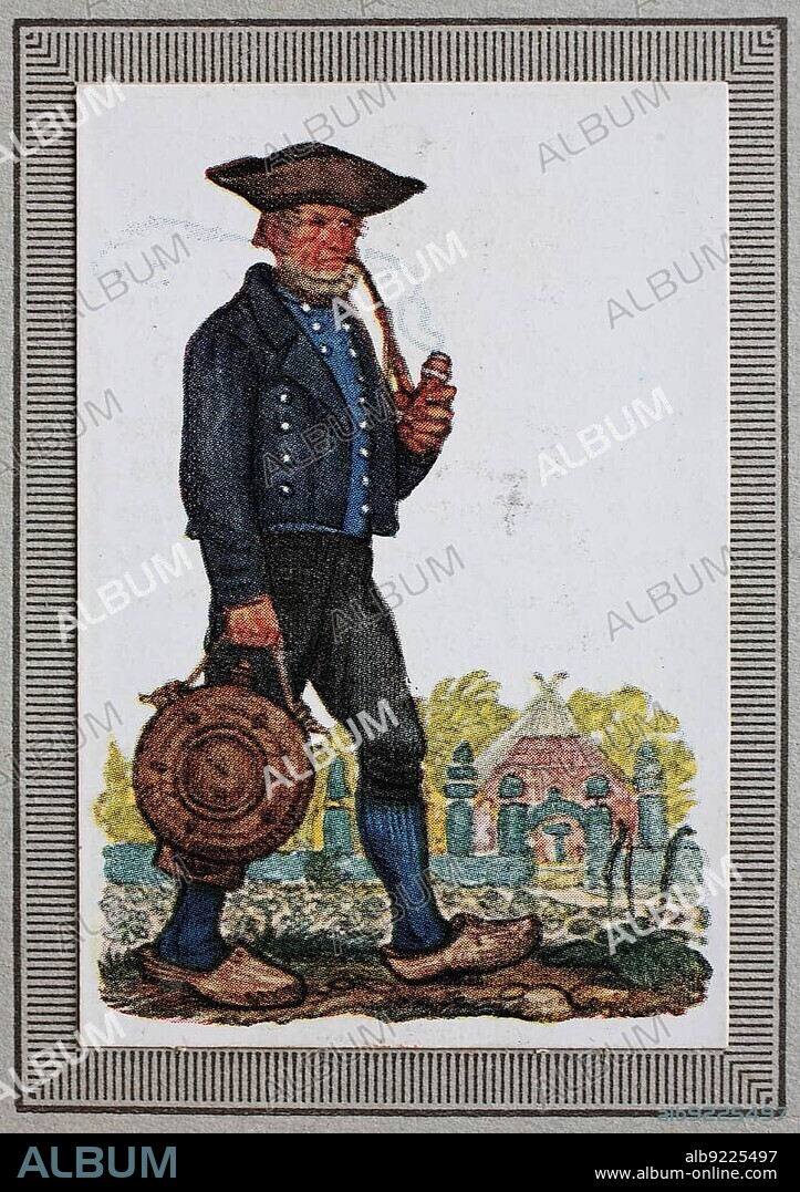 Traditional costumes in Germany in the 19th century, Lower Saxony and Westphalia area, Osnabrück, Man, Artländer Großbauer, Historic, digitally restored reproduction from a collector's picture from ca 1910.