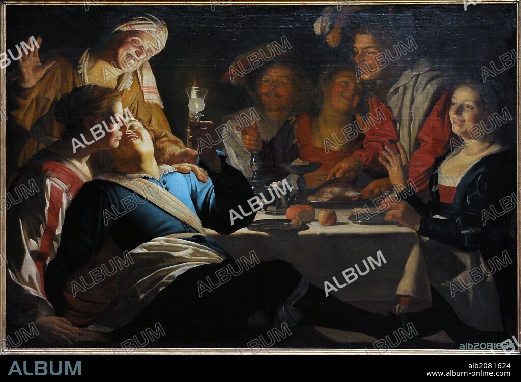 ARTE BARROCO. FLANDES. Gerrit van Honthorst o Gerard van Honthorst (1590-1656). Pintor flamenco. Alegre Compañía, 1622. Alte Pinakothek (Pinacoteca Antigua). Munich. Alemania.