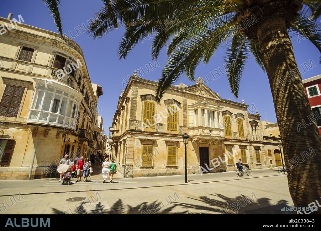 Plaza de Ses Palmeres - plaza de Alfonso III conquistador- . Ciutadella. Menorca, Islas Baleares, españa.