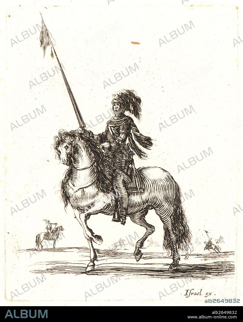Stefano Della Bella (Italian, 1610 - 1664). Cuirassier sur son cheval, 1642-1645. From Divers exercises des cavaliers. Etching on laid paper. Only state.