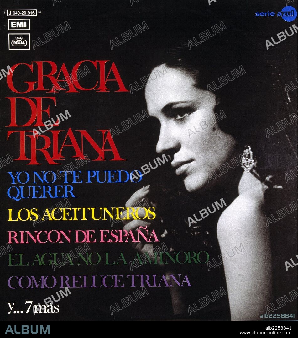 GRACIA DE TRIANA. GRACIA JIMENEZ ZAYAS. CANTANTE ESPAÑOLA SEVILLA 1919 - 1989. PORTADA DE DISCO EMI.