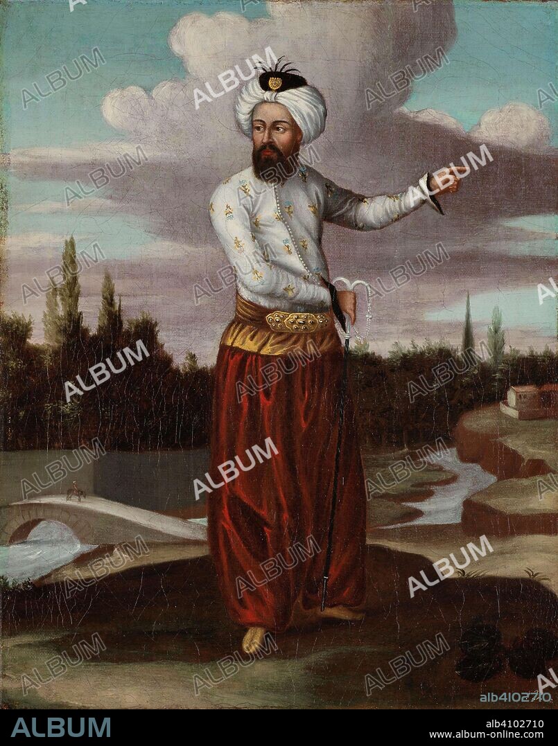 JEAN BAPTISTE VANMOUR (WORKSHOP OF). A Chaous, a Courier to the Sultan. Dating: 1700 - 1737. Place: Istanbul. Measurements: h 39 cm × w 51 cm.