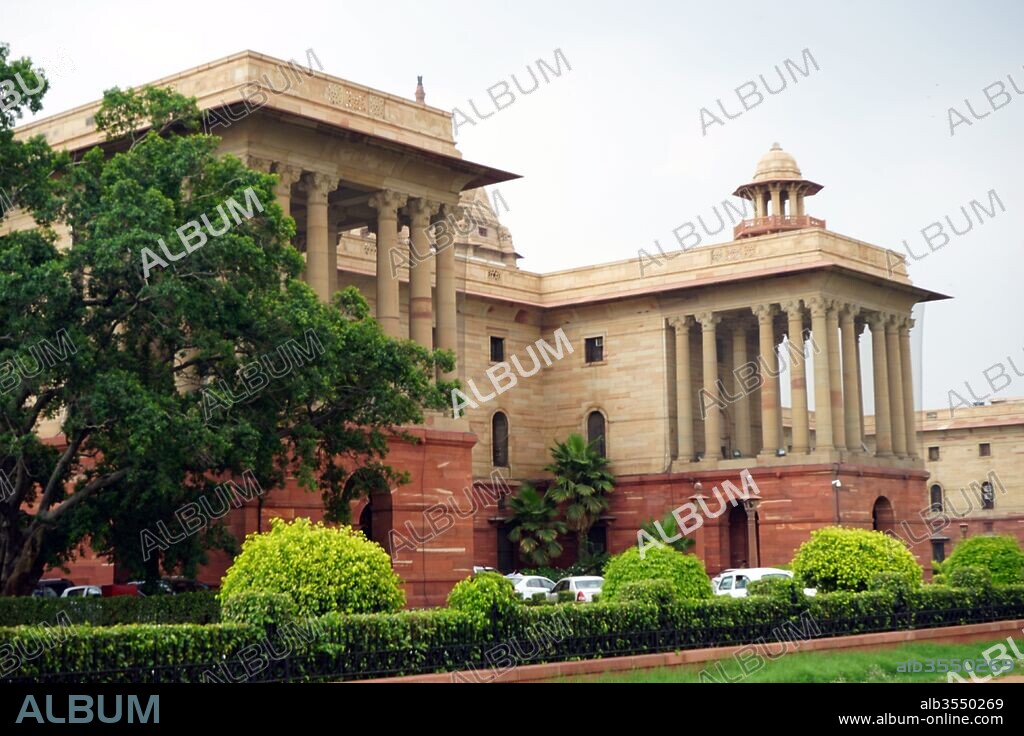 The North Block of the Secretariat Building, Delhi, India, where the Cabinet Secretariat is housed, which administers the Government of India. Built in the 1910s, it is home to some of the most important ministries of the Cabinet of India. Situated on Raisina Hill, New Delhi, the Secretariat buildings are two blocks of symmetrical buildings (North Block and South Block) on opposite sides of the great axis of Rajpath. Herbert Baker took on the design of the Secretariat.