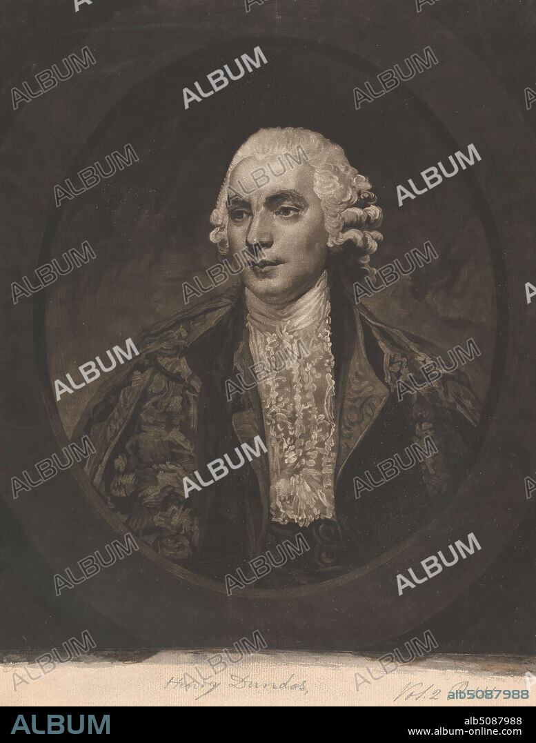 Henry Dundas, 1st Viscount Melville, John Raphael Smith, 17521812, British, after Sir Joshua Reynolds RA, 17231792, British, 1782, Mezzotint on moderately thick, moderately textured, Sheet: 14 1/16 × 10 3/4 inches (35.7 × 27.3 cm) and Image: 12 7/8 × 10 3/4 inches (32.7 × 27.3 cm).