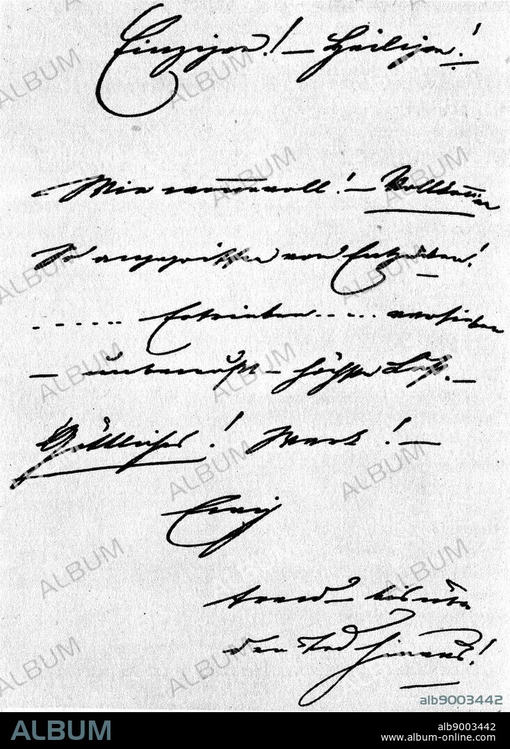 A letter to King Ludwig II of Bavaria (1845-1886) from Wilhelm Richard Wagner (1813-1883) a German composer. Dated 19th Century.