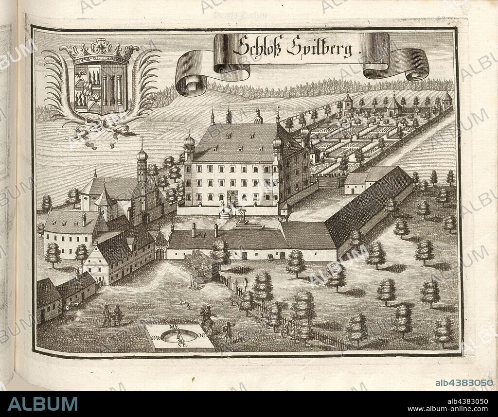 Castle Spilberg, Spielberg Castle in Oberschweinbach in Bavaria (Germany), Fig. 99, p. 48, Wening, Michael (del. et sc.), 1701, Michael Wening: Historico-topographica descriptio. Das ist: Beschreibung, dess Churfürsten- und Hertzogthumbs Ober- und Nidern Bayrn, welches in vier Theil oder Rennt-Aembter, als Oberlands München und Burgkhausen, Underlands aber in Landshuet unnd Straubing abgetheilt ist [...]. Thail 1. München: bey Johann Lucas Straub, gem: lobl. Landtschafft Buchtruckern, anno M.DCCI. [1701].