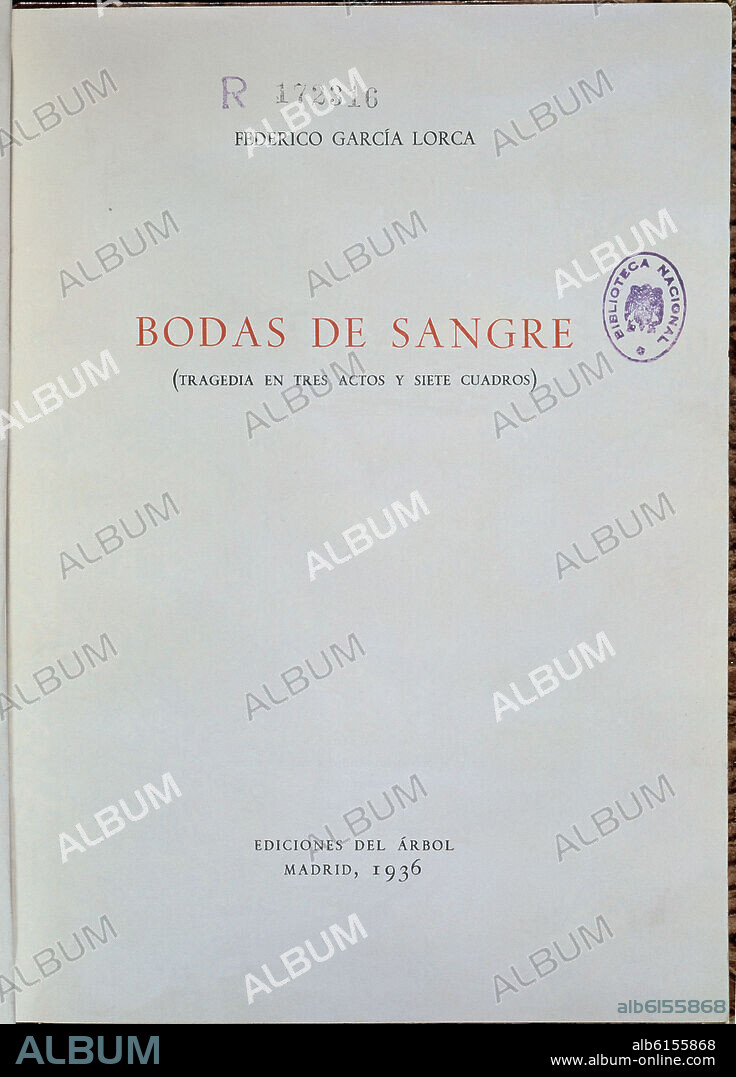 FEDERICO GARCIA LORCA. BODAS DE SANGRE (1932) - EDICION DE 1936.
