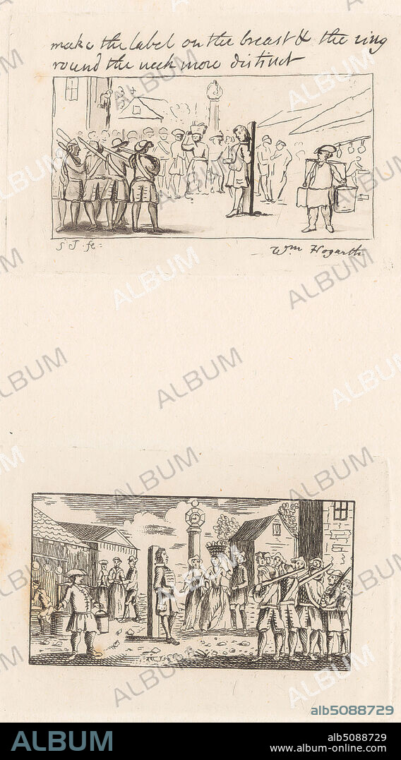 A Third Modern Military Punishment, Print made by Samuel Ireland, active 1760died 1800, British, after William Hogarth, 16971764, British, 1794, Etching and aquatint on medium, slightly textured, cream wove paper.