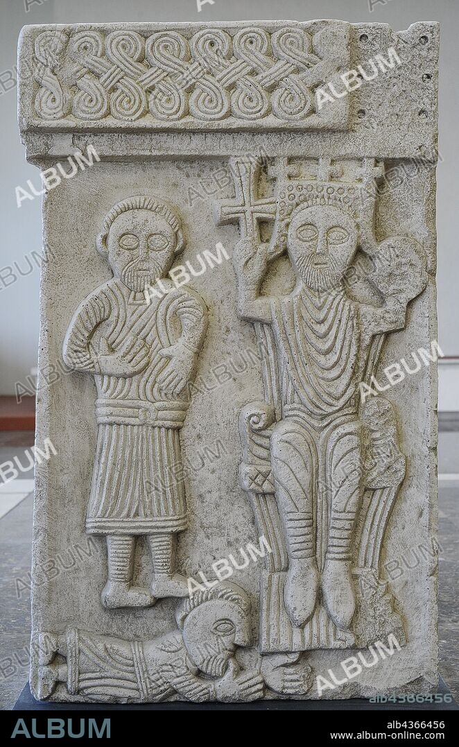 Screen slab with the figure of a Croatian ruler from Split, 11th century. Copy. Croatia. Museum of Croatian Archaeological Monuments, Split, Croatia.
