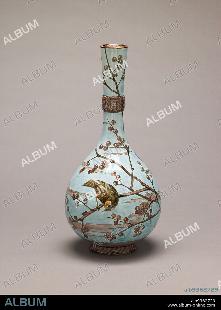 Vase, John Bennett, American (born England), 18401907, 1878, Painted and glazed earthenware, Made in New York, New York, United States, North and Central America, Ceramics, containers, 15 1/4 x 7 1/8 in. (38.7 x 18.1 cm).