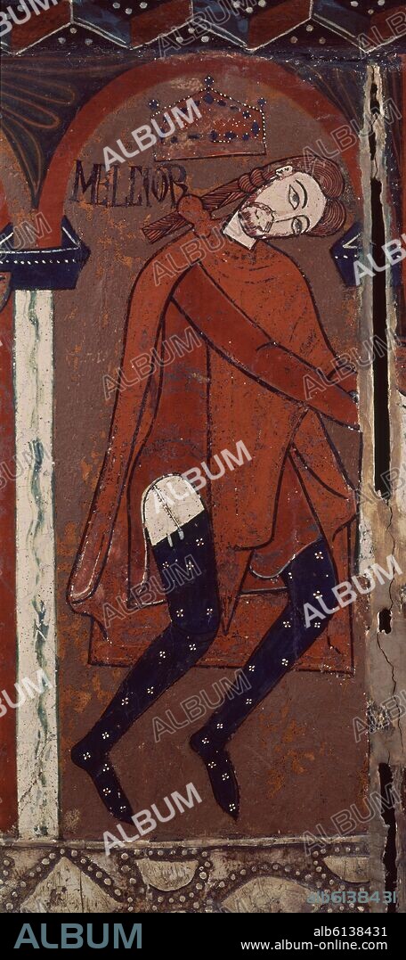 FRONTAL DE ESPINELVES - DETALLE DEL REY MAGO MELCHOR - SIGLO XII - ROMANICO CATALAN.