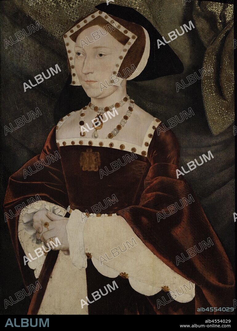Jane Seymour (1508-1537), tercera esposa de Enrique VIII de Inglaterra y reina consorte. Retrato. Taller de Hans Holbein el Joven. Oleo sobre tabla (64 x 48 cm), h.1540. National Portrait Gallery. Londres. Inglaterra.