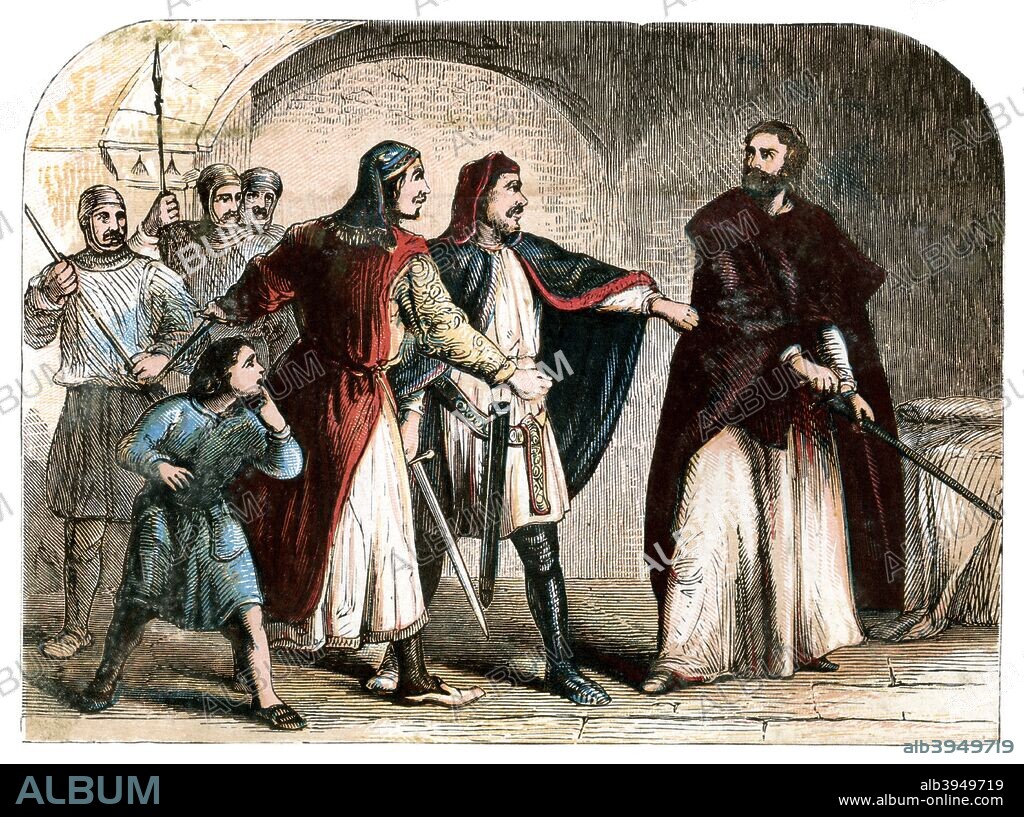 King Richard I (1157-1199) in prison. Richard was King of England from 1189 to 1199. He was known as Richard the Lionheart, or C?ur de Lion, even before his accession because of his military reputation. He spent little of his reign in England, setting out on the Third Crusade in 1190, and from 1194 onwards fighting to regain territories in France. He remains one of the very few Kings of England remembered by reputation, not number.