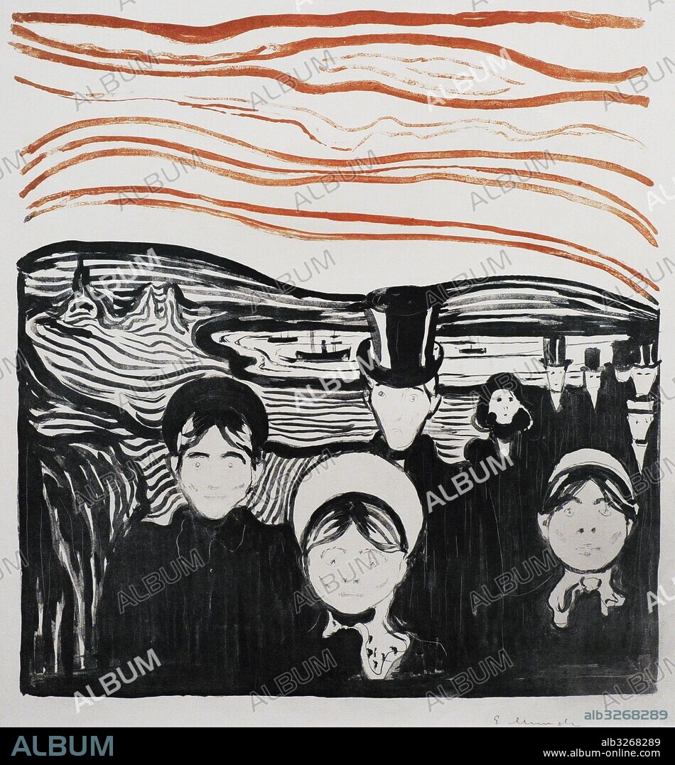 Edvard Munch (1863-1944). Pintor noruego. Ansiedad, 1896. Litografía. Museo Munch. Oslo. Noruega.