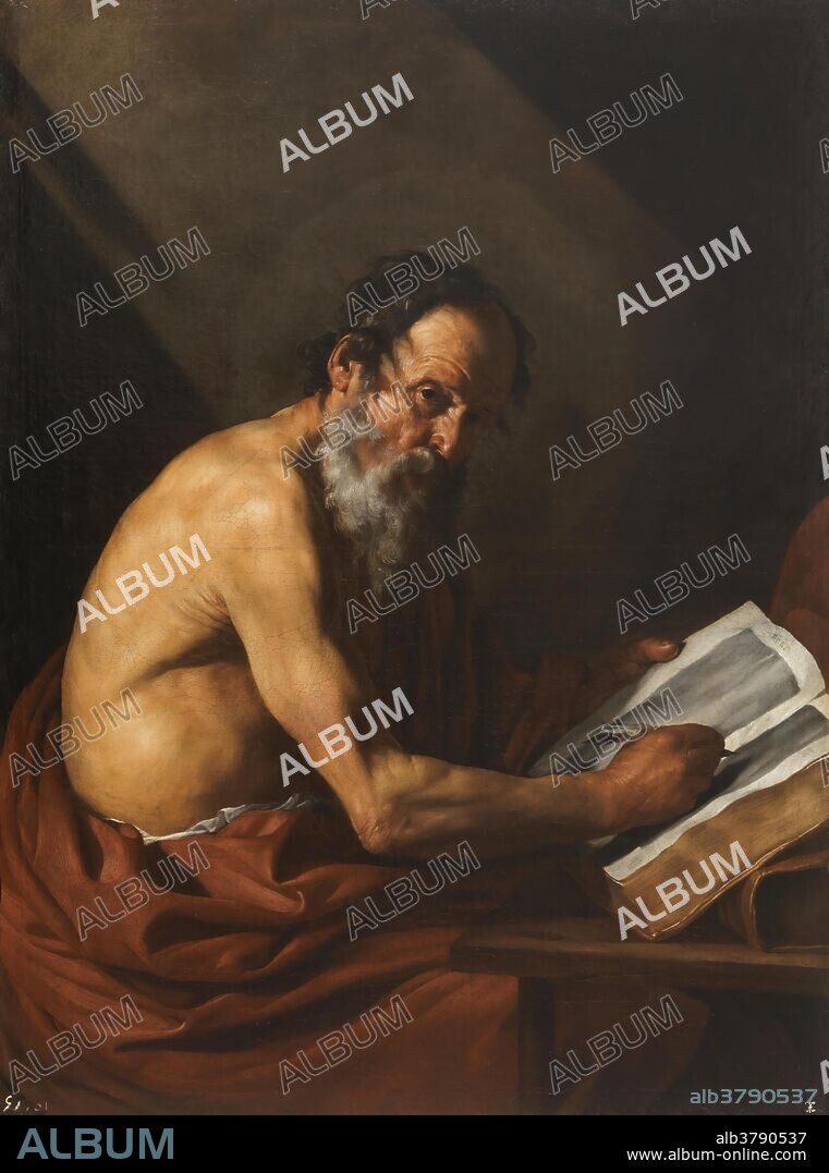 JOSÉ DE RIBERA. José de Ribera / 'San Jerónimo escribiendo'. Hacia 1615. Óleo sobre lienzo, 131,5 x 98 cm.