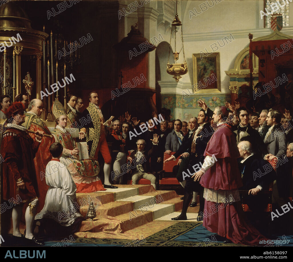JOSÉ CASADO DEL ALISAL. JURAMENTO DE LOS PRIMEROS DIPUTADOS A CORTES EN 1810 EN LA IGLESIA DE SAN PEDRO Y SAN PABLO EN SAN FERNANDO - CADIZ - 1863 - O/L - 313x.