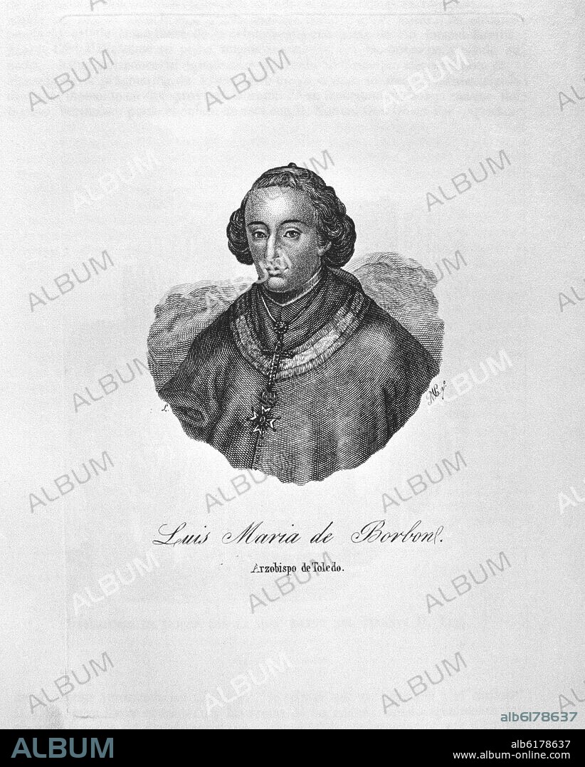 CARDENAL LUIS MARIA DE BORBON Y VALLABRIGA- 1777/1823- GRABADO SIGLO XIX.