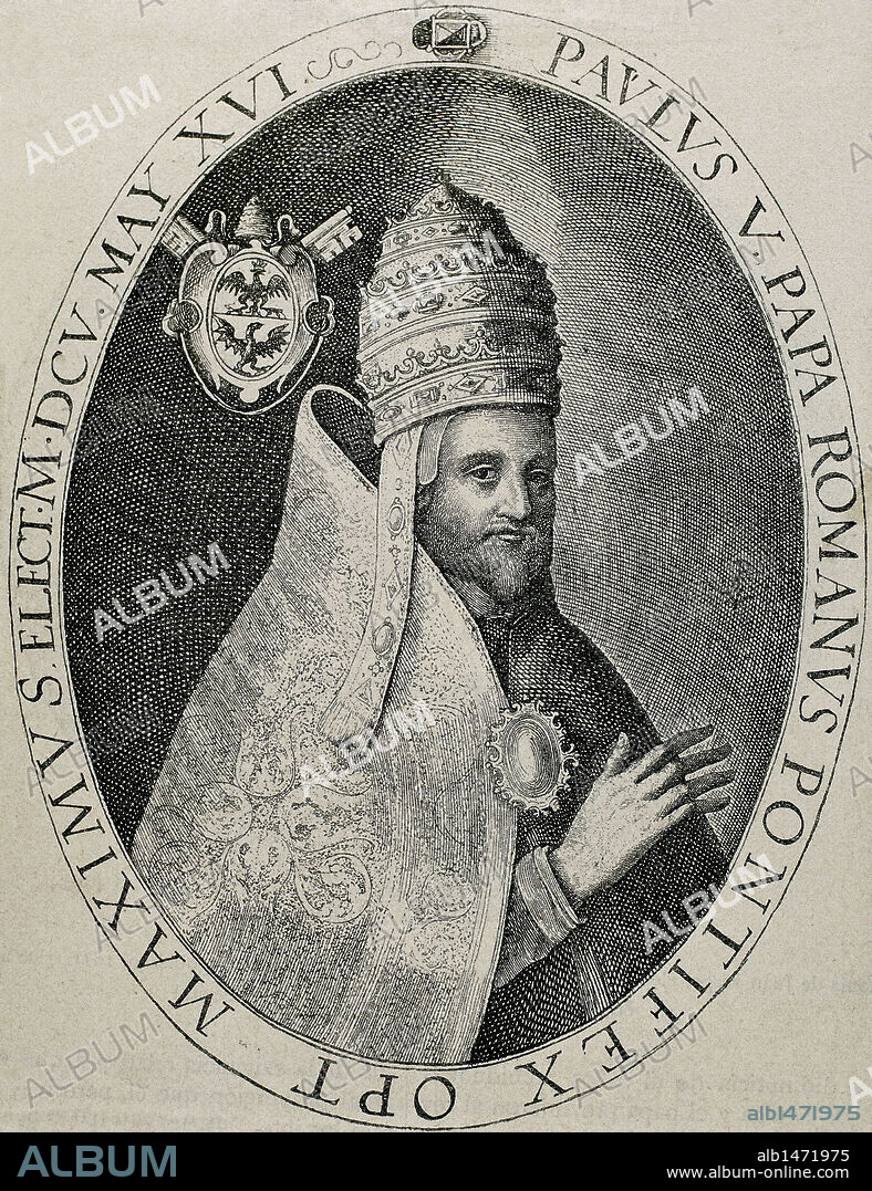 Paul V (1552-1621). Italian pope (1605-21), named Camillo Borghese. Engraving by Crispin de Passe.
