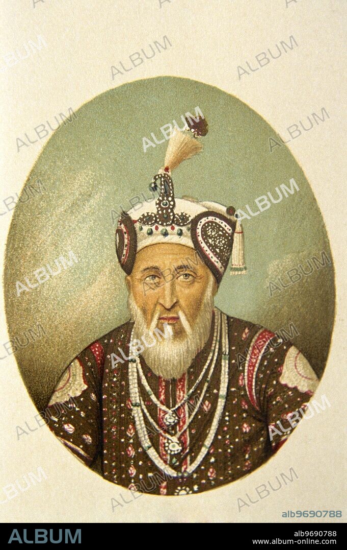 Portrait of mughal emperor akbar shah - india.