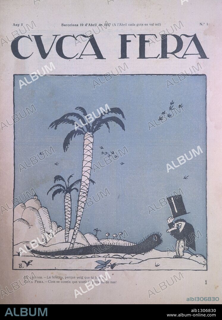 Portada de la revista satírica Cuca Fera, nº 1, editada en Barcelona en 1917.